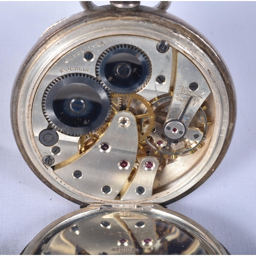 791 - Mens Antique Open Face Silver Fusee Pocket Watch.  .  Hallmarked Birmingham 1936.  Movement - Key-Wi... 