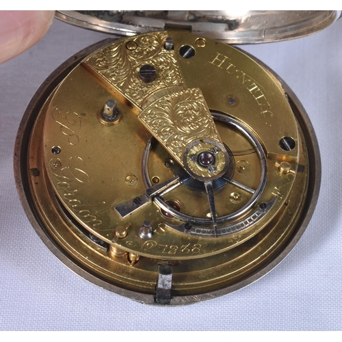 792 - A Georgian Open Face Silver Pocket Watch.  Movement - Key-Wind.  NOT WORKING - Running.  Hallmarked ... 