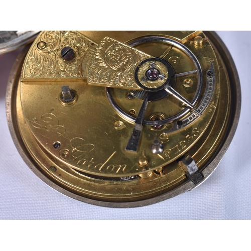 792 - A Georgian Open Face Silver Pocket Watch.  Movement - Key-Wind.  NOT WORKING - Running.  Hallmarked ... 