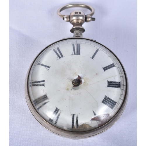 794 - A Victorian Pair Cased Verge Fusee Silver Pocket Watch. Hallmarked London 1877.   Movement - Key-Win... 