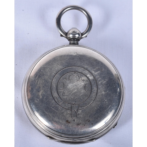 796 - Victorian Open Face Silver Pocket Watch.  Movement - Key-Wind.  Hallmarked Chester 1889.  WORKING.  ... 