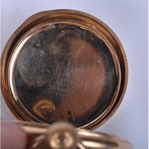 797 - Mens Vintage Half Hunter Rolled Gold Pocket Watch.  Movement - Hand-Wind.  WORKING - Running.  Dimen... 