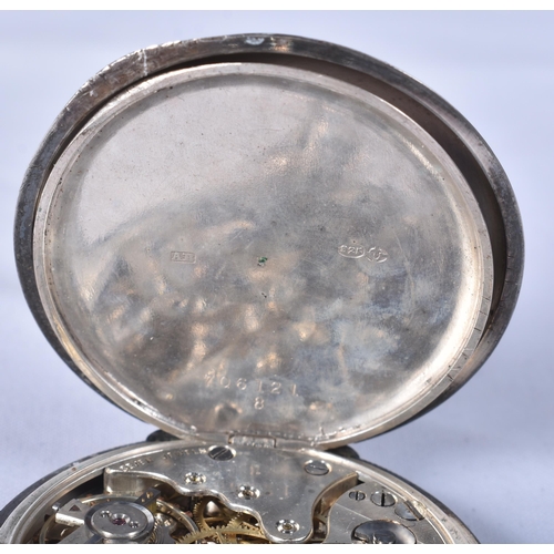 799 - Mens Vintage Open Face 925 Silver Pocket Watch.  Movement - Hand-Wind.  Stamped 925.  WORKING - Runn... 