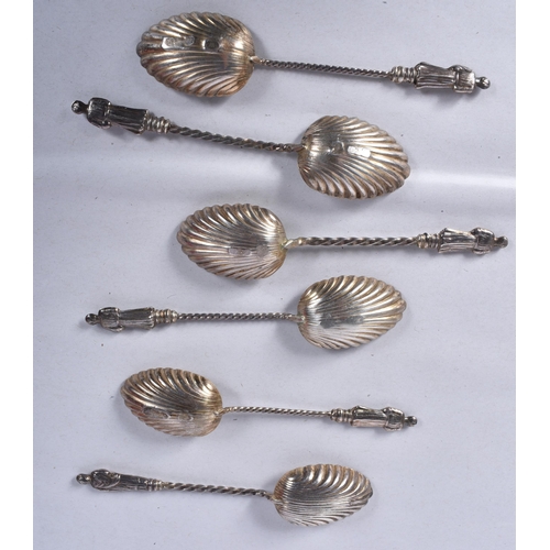 826 - A Set of Six Edwardian Silver Apostle Spoons by Charles Boynton & Sons.  Hallmarked London 1903.  9.... 