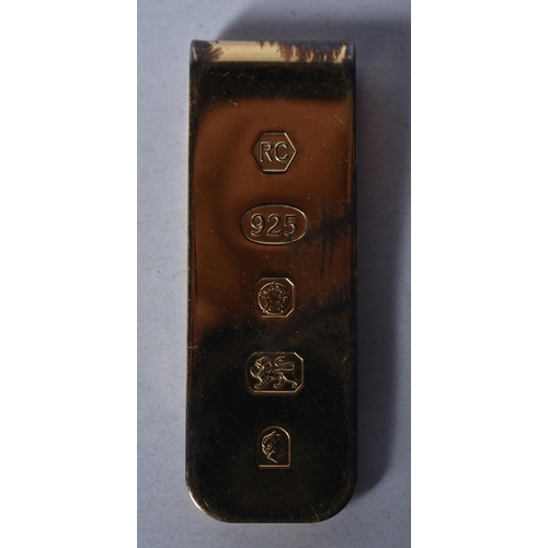 827 - Three Silver Money Clips.  Stamped 925.  Largest 6.6cm x 2.4cm x 1cm, total weight 52.9g (3)