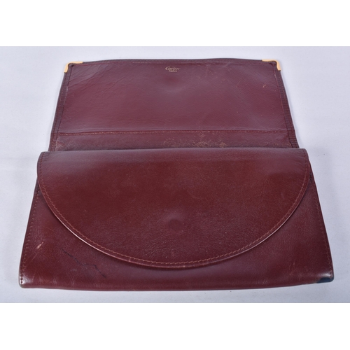 830 - Vintage CARTIER Burgundy Leather Money Purse / Wallet.  10.8cm x 19.5cm