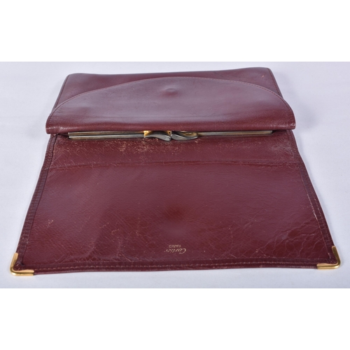 830 - Vintage CARTIER Burgundy Leather Money Purse / Wallet.  10.8cm x 19.5cm