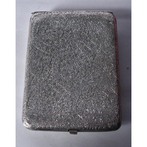 844 - A Middle Eastern Silver Cigarette Case.  10.5cm x 7.9cm x 1.3cm, weight 129.8g