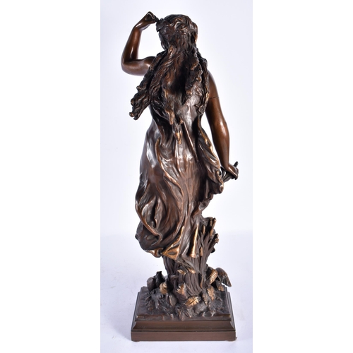 849 - Moreau (19th Century) French, Bronze, Female with doves. 50 cm high.