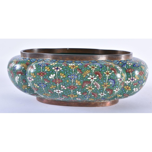 850 - AN UNUSUAL 19TH CENTURY CHINESE CLOISONNE ENAMEL LOBED PLANTER Qing. 21 cm x 10 cm.