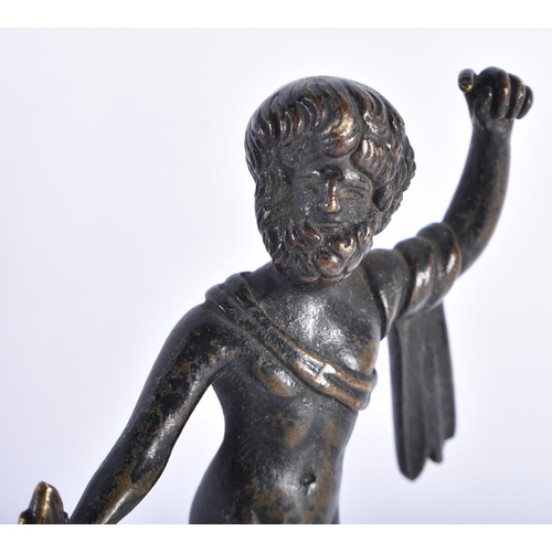 862 - A SMALL ANTIQUE BRONZE FIGURE OF A MALE After the Antiquity. 12 cm high.