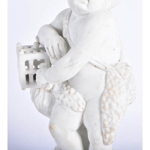 865 - AN 18TH CENTURY DERBY BISQUE PORCELAIN FIGURE OF A BOY. 10.5 cm high.