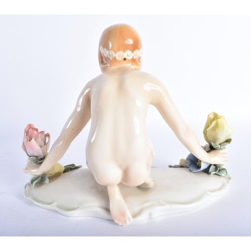 874 - A KARL ENS PORCELAIN FIGURE OF A NUDE FEMALE. 16 cm wide.