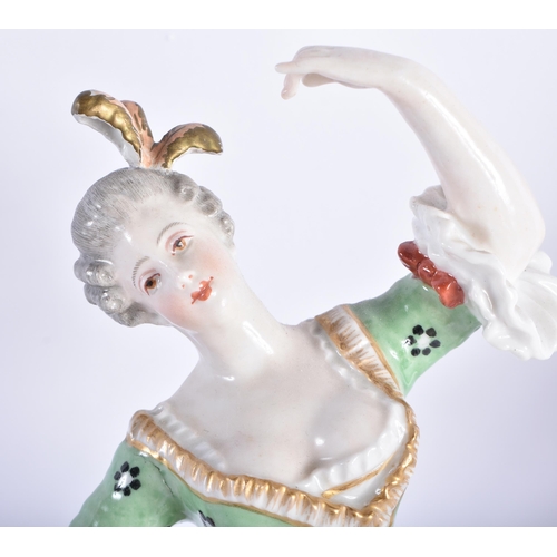 887 - A LARGE 19TH CENTURY GERMAN PORCELAIN FIGURE OF A FEMALE together with a similar 19th century French... 