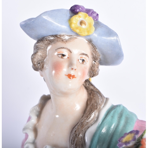 887 - A LARGE 19TH CENTURY GERMAN PORCELAIN FIGURE OF A FEMALE together with a similar 19th century French... 