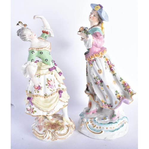 887 - A LARGE 19TH CENTURY GERMAN PORCELAIN FIGURE OF A FEMALE together with a similar 19th century French... 