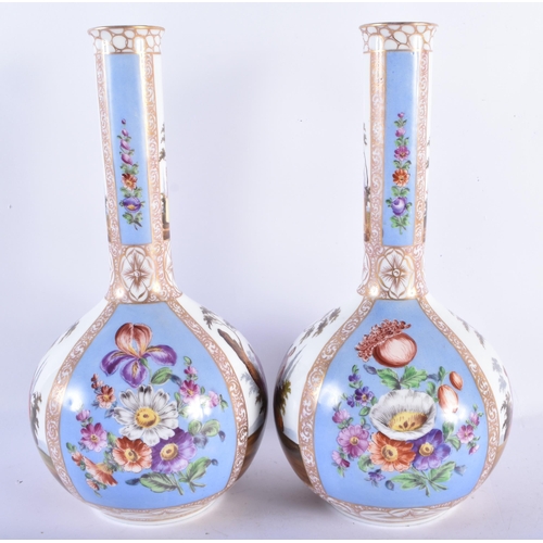 891 - A LARGE PAIR OF 19TH CENTURY GERMAN AUGUSTUS REX PORCELAIN VASES painted with lovers in landscapes. ... 