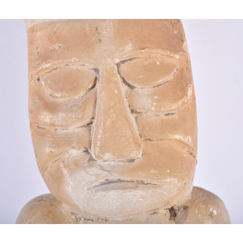 896 - A SOUTH AMERICAN CARVED STONE FIGURE OF A TRIBAL GOD. 25 cm high.