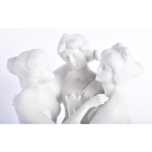 897 - A CONTINENTAL PARIAN WARE FIGURE OF THE THREE GRACES together with a smaller Continental porcelain f... 