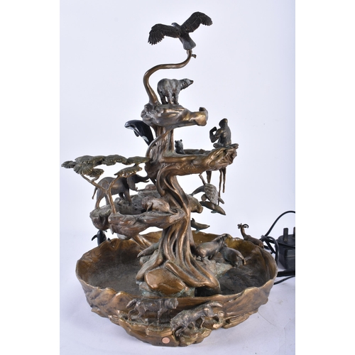 901 - A LARGE AND UNUSUAL COLD PAINTED BRONZE FOUNTAIN surmounted with numerous animals and birds. 42 cm x... 