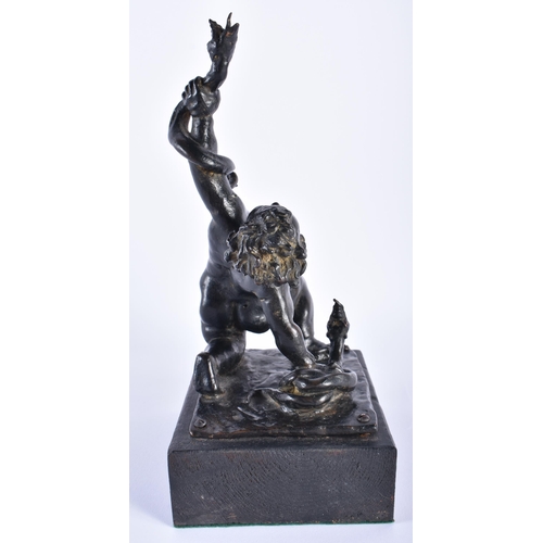 902 - A FINE RENAISSANCE STYLE BRONZE OF THE INFANT HERCULES modelled strangeling a serpent, a model known... 