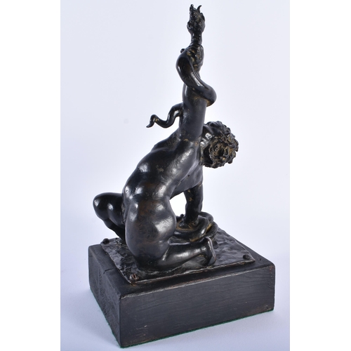 902 - A FINE RENAISSANCE STYLE BRONZE OF THE INFANT HERCULES modelled strangeling a serpent, a model known... 