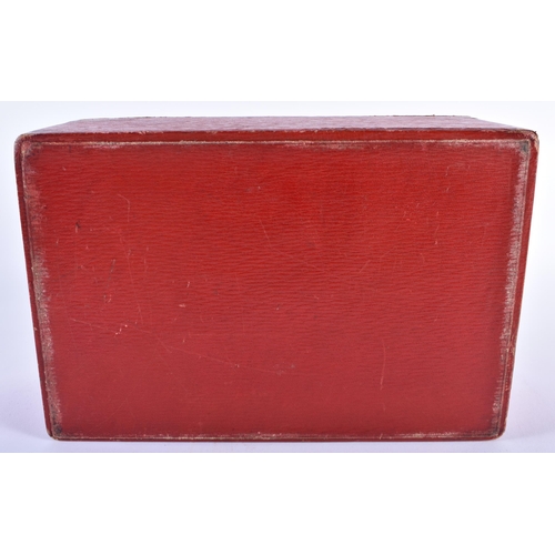 909 - A CHARMING ANTIQUE RED LEATHER COUNTRY HOUSE MOROCCAN LEATHER LETTER BOX. 24 cm x 14 cm.