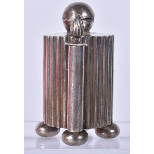 910 - A STYLISH ART DECO SILVER PLATED TABLE LIGHTER in the manner of Christopher Dresser. 143 grams. 9 cm... 