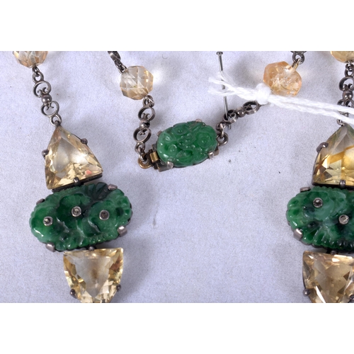 936 - A LOVELY ART DECO FRENCH CITRINE AND PATE DE VERRE GLASS NECKLACE. 36 cm long.