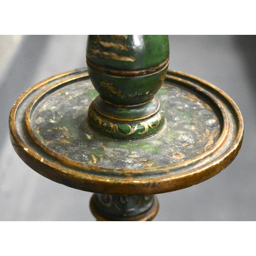 995 - A LARGE AND UNUSUAL 19TH CENTURY KASHMIR LACQUER COUNTRY HOUSE CANDLESTICK LAMP. 110 cm high.