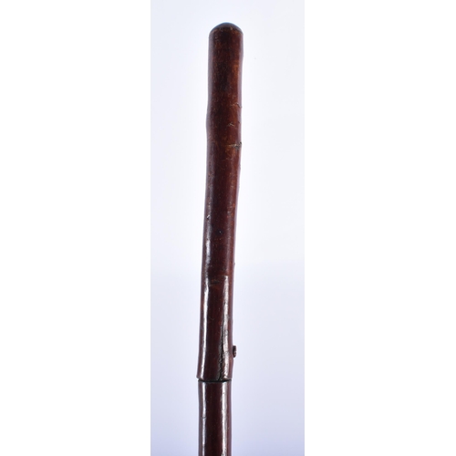 110 - AN ANTIQUE BAMBOO CASED SWORD STICK. 88 cm long.   BUYERS ARE ADVISED TO CONFIRM SHIPPING ARRANGEMEN... 