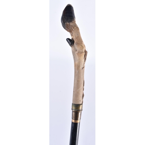 112 - AN ANTIQUE DEER HOOF CASED SWORD STICK. 88 cm long.   BUYERS ARE ADVISED TO CONFIRM SHIPPING ARRANGE... 