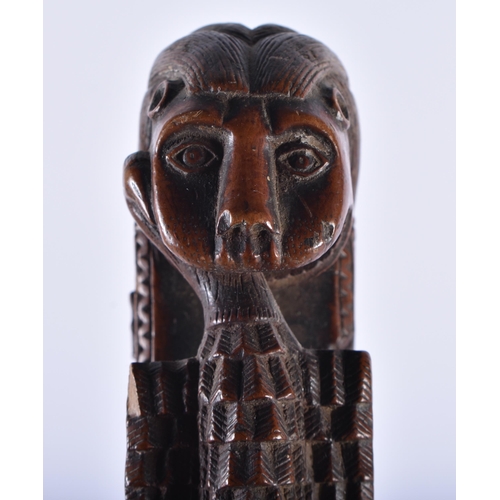 114 - A LOVELY 18TH CENTURY CONTINENTAL CARVED WOOD WALKING CANE of Royal Interest, carved with a lion hol... 