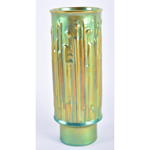 13 - AN UNUSUAL HUNGARIAN ZSOLNAY PECS VASE. 20 cm high.