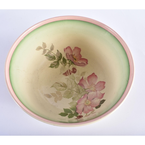 22 - AN ART DECO CERAMIC MIDDLE EASTERN STYLE ASH TRAY together with a Clarice Cliff bowl. Largest 18 cm ... 