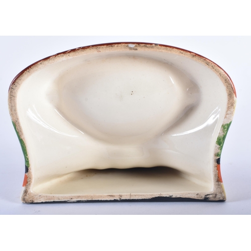 22 - AN ART DECO CERAMIC MIDDLE EASTERN STYLE ASH TRAY together with a Clarice Cliff bowl. Largest 18 cm ... 