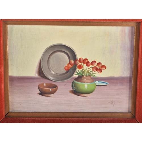 27 - A PAIR OF STILL LIFE OIL PAINTINGS. 30 cm x 24 cm.