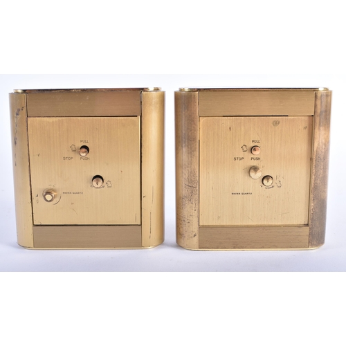 28 - TWO TIFFANY & CO BRASS CLOCKS. 10.5 cm x 9.75 cm. (2)