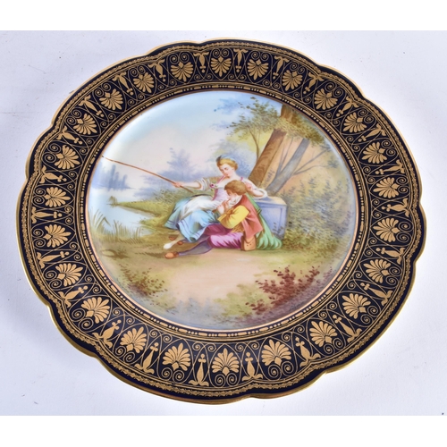 297 - A FINE LATE 19TH CENTURY FRENCH SEVRES PORCELAIN DESSERT SERVICE painted with figures within landsca... 