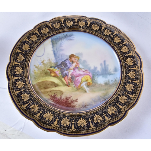 297 - A FINE LATE 19TH CENTURY FRENCH SEVRES PORCELAIN DESSERT SERVICE painted with figures within landsca... 