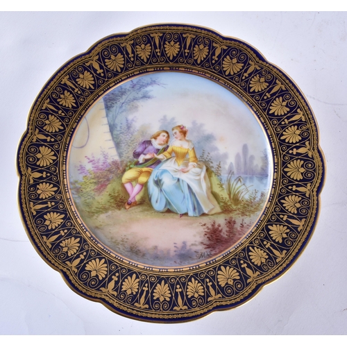 297 - A FINE LATE 19TH CENTURY FRENCH SEVRES PORCELAIN DESSERT SERVICE painted with figures within landsca... 