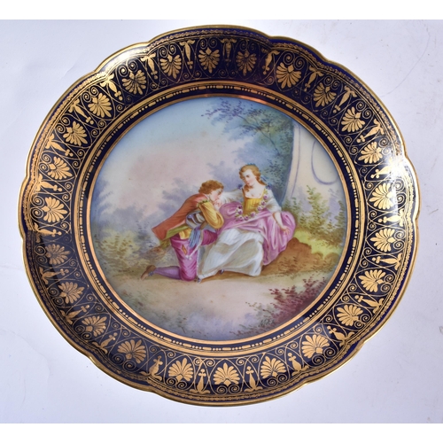 297 - A FINE LATE 19TH CENTURY FRENCH SEVRES PORCELAIN DESSERT SERVICE painted with figures within landsca... 