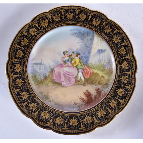 297 - A FINE LATE 19TH CENTURY FRENCH SEVRES PORCELAIN DESSERT SERVICE painted with figures within landsca... 