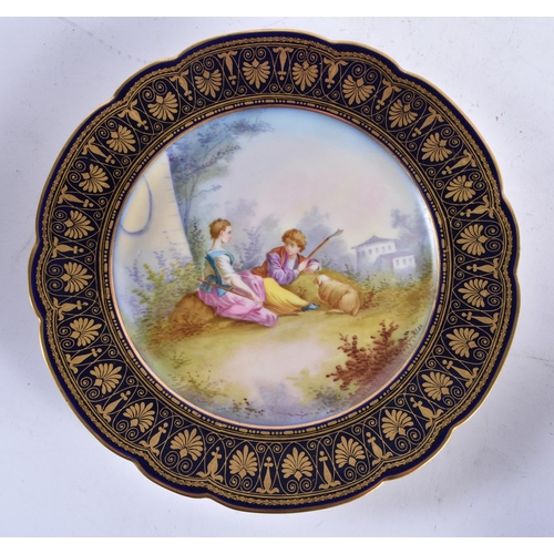 297 - A FINE LATE 19TH CENTURY FRENCH SEVRES PORCELAIN DESSERT SERVICE painted with figures within landsca... 