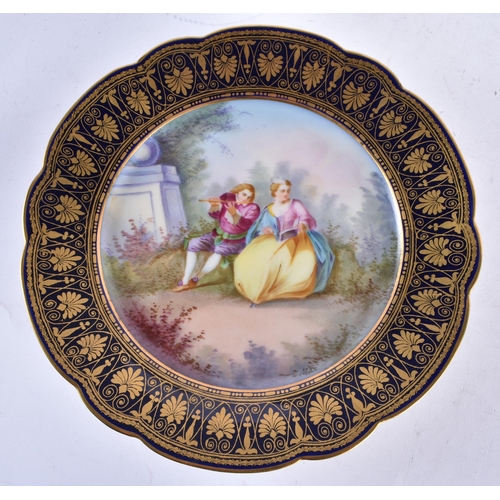 297 - A FINE LATE 19TH CENTURY FRENCH SEVRES PORCELAIN DESSERT SERVICE painted with figures within landsca... 