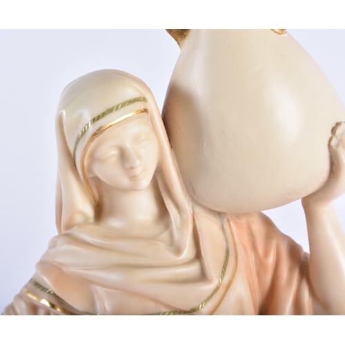 35 - A PAIR OF ROYAL WORCESTER BLUSH IVORY PORCELAIN FIGURES. 24 cm high.
