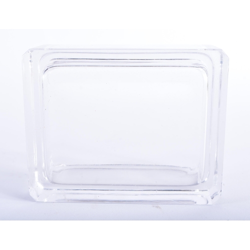 37 - A FRENCH LALIQUE GLASS BOX AND COVER. 10 cm x 8.5 cm.