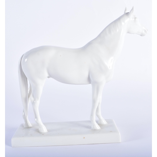 4 - A MEISSEN PORCELAIN FIGURE OF A HORSE. 18 cm wide.