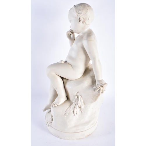 52 - A VERY LARGE 19TH CENTURY COPELAND PARIAN WARE FIGURE OF A BOY titled Master Tom. 52 cm x 18 cm.