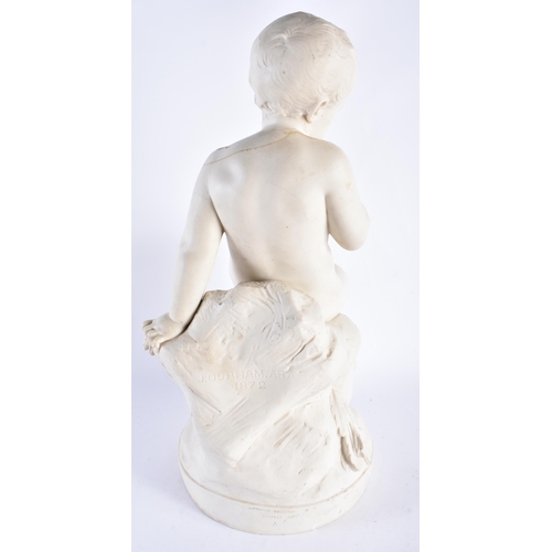 52 - A VERY LARGE 19TH CENTURY COPELAND PARIAN WARE FIGURE OF A BOY titled Master Tom. 52 cm x 18 cm.